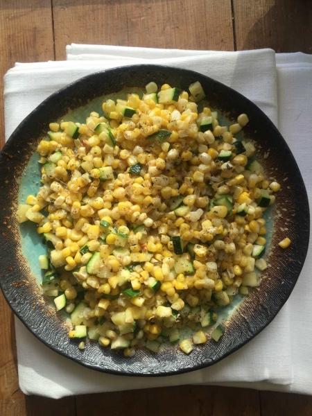 Sauteed Corn and Zucchini in Lemony Browned Butter
