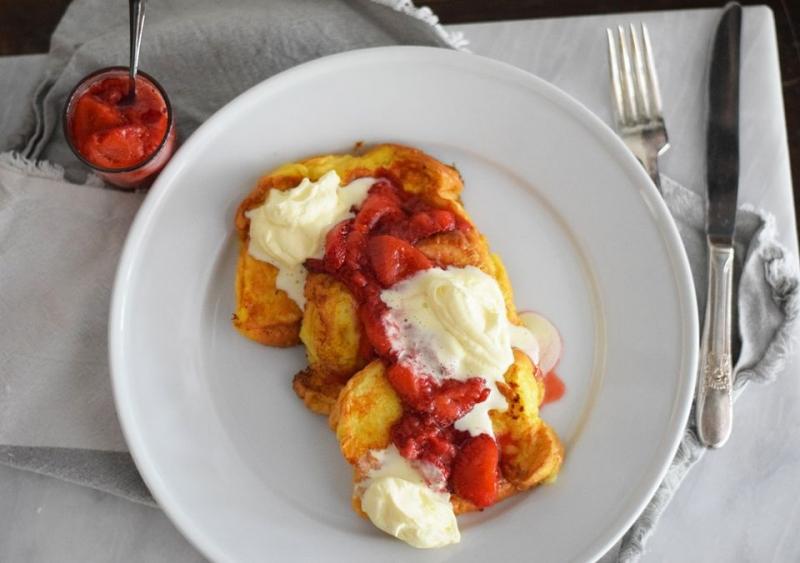 Brioche French Toast With Lemon Curd and Strawberry Compote